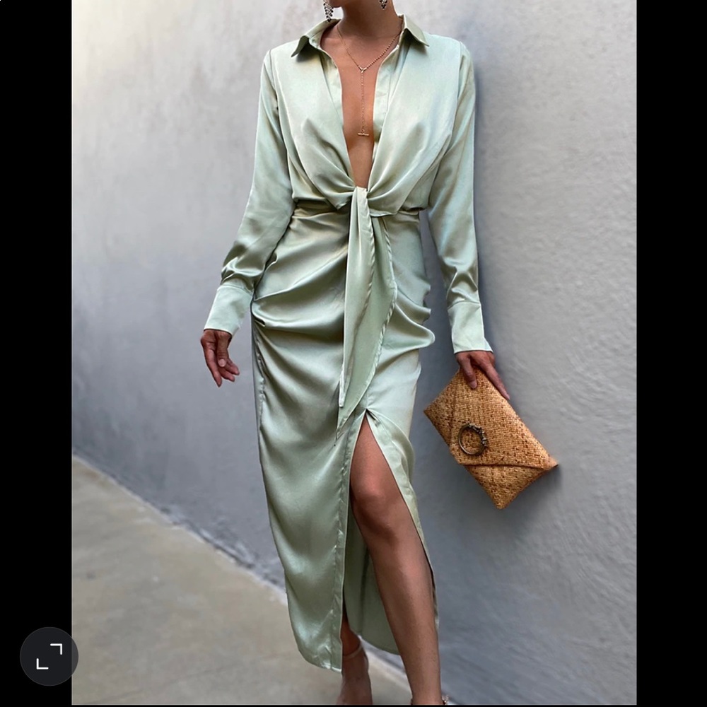 Skylar Shirt Dress - Sage